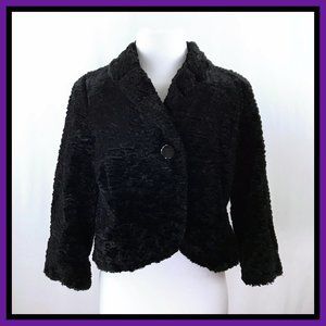 Ann Taylor Black Cropped Faux Fur Coat 